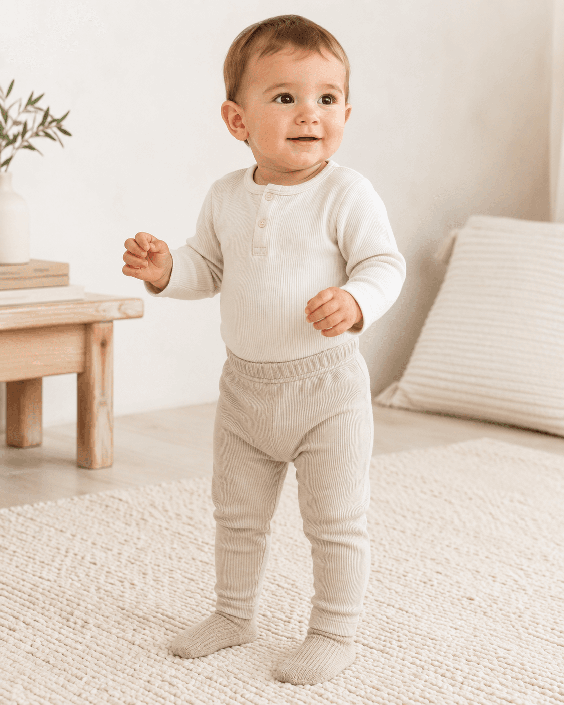 Organic baby leggings fabric detail