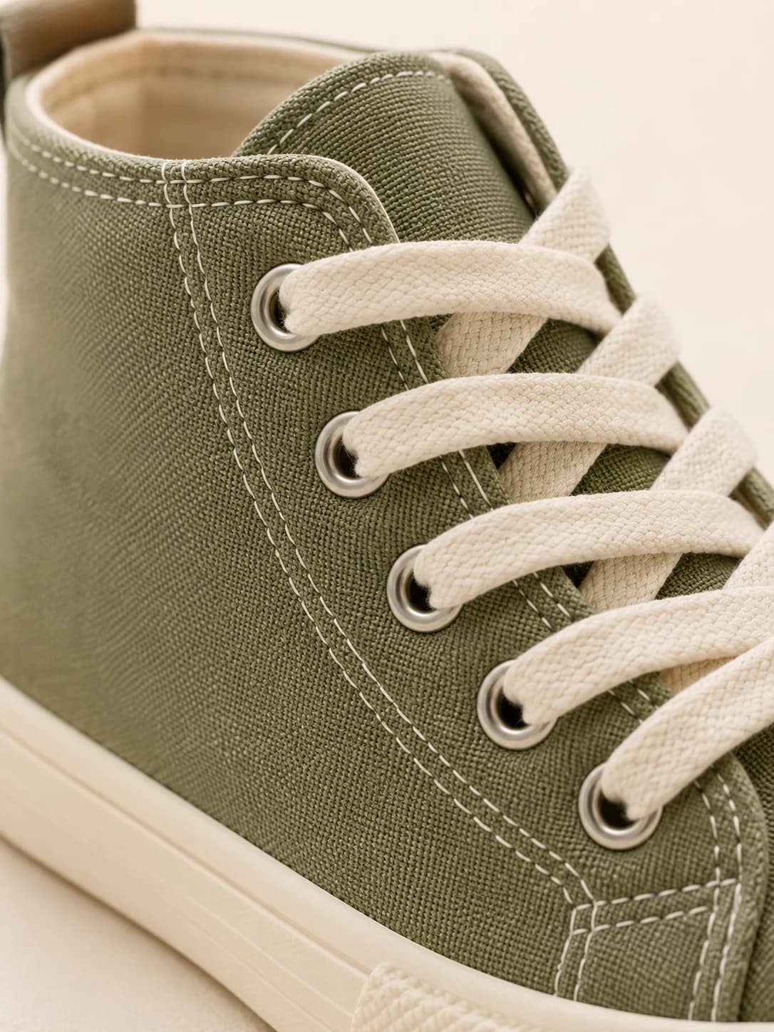 Canvas High-Tops - Canvas Texture, Eyelets & Stitching Detail