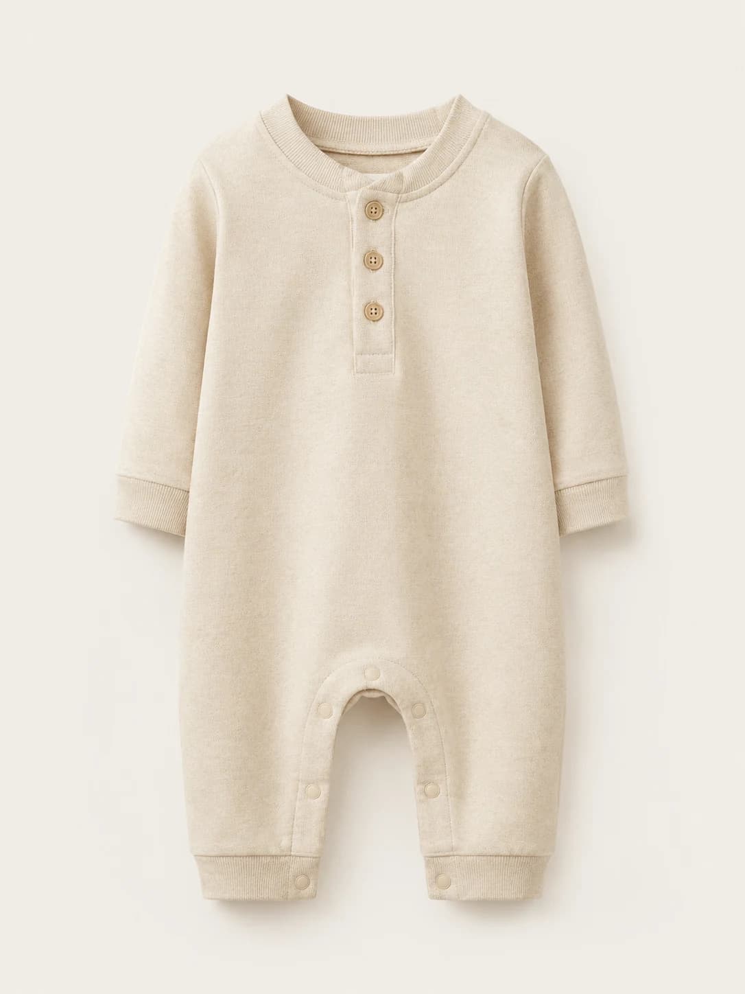 Organic Cotton Romper in Oatmeal - Front View