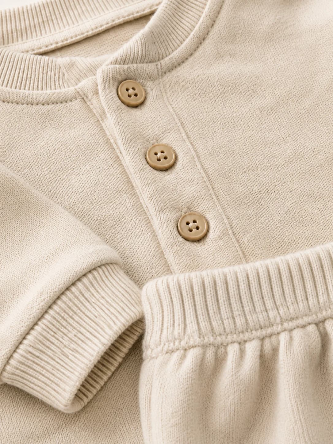 Merino Knit Set - Knit Ribbing & Button Detail